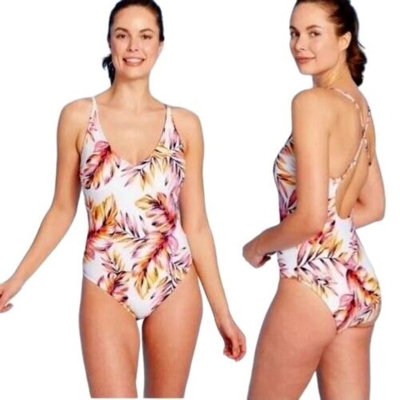 Kona Sol One Piece Swimsuit Size Medium Womens Floral V Neck Strappy 238019397 - Picture 1 of 8